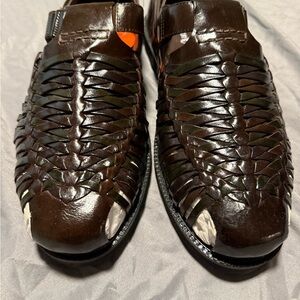 Deer Stags Dark Brown Woven Sandals